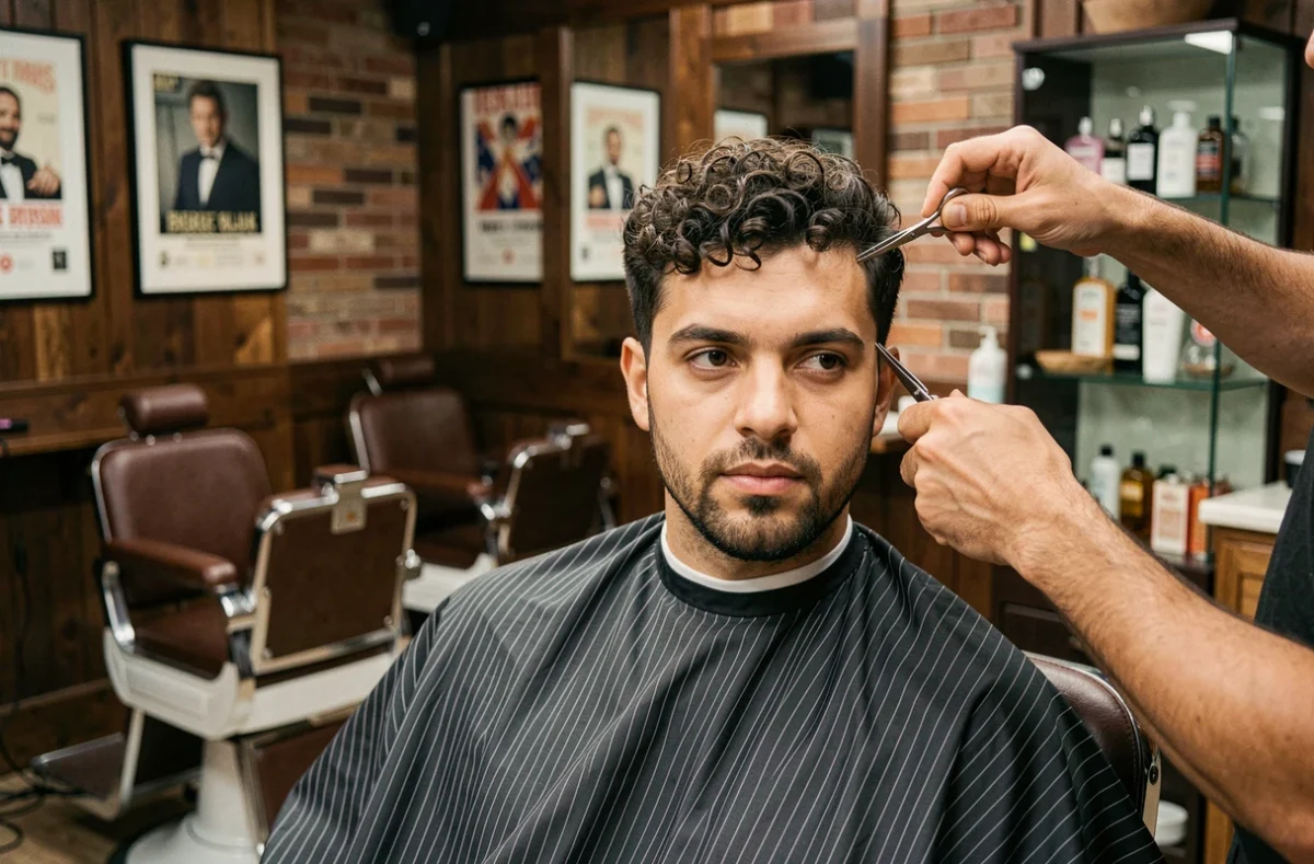 Homme au barbershop pour une coupe de cheveux et une mise en forme de barbe tendance