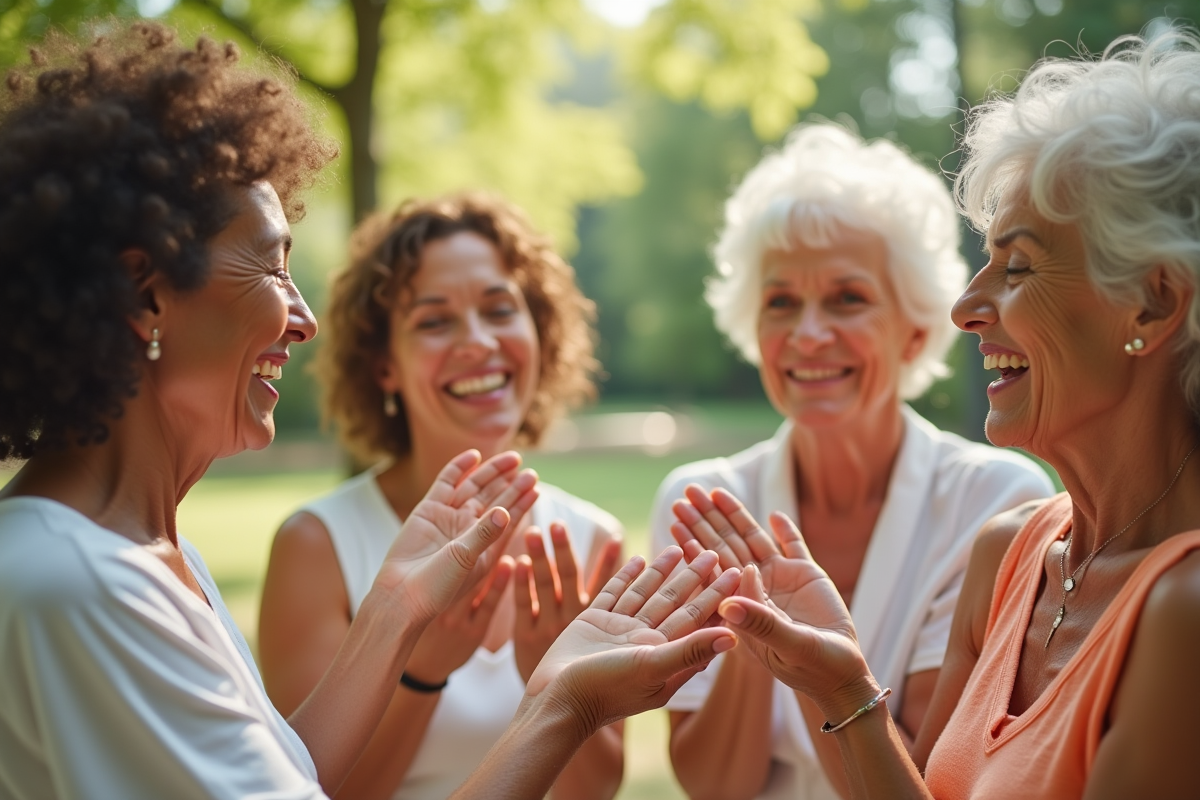 Femmes seniors diverses comparant des échantillons de BB crème en extérieur