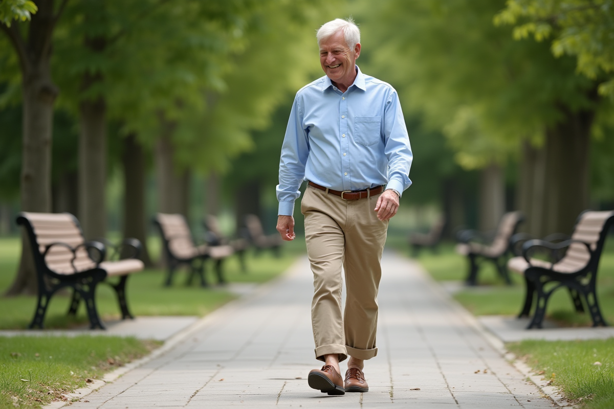 Homme souriant après traitement varicose en plein air