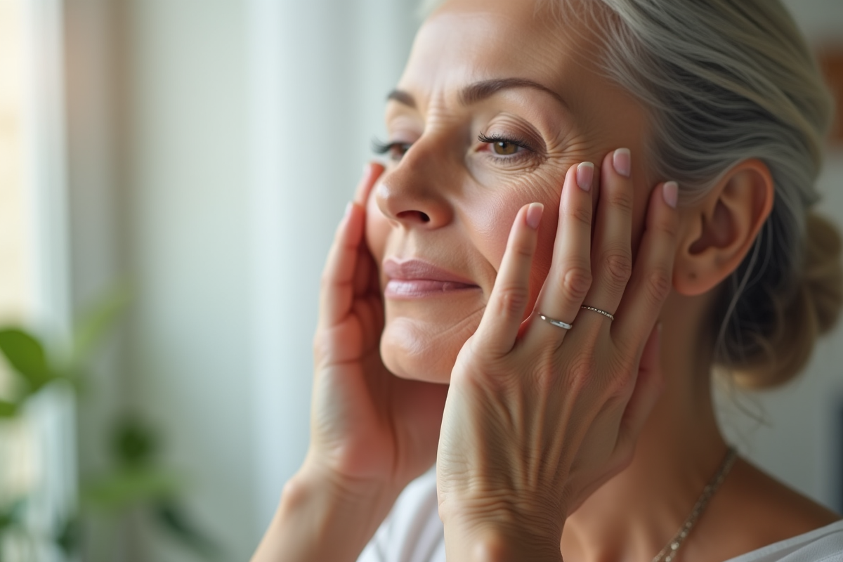 Mains appliquant un massage doux sur la mâchoire d